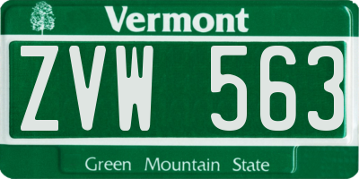 VT license plate ZVW563