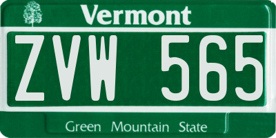 VT license plate ZVW565