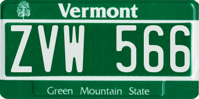 VT license plate ZVW566