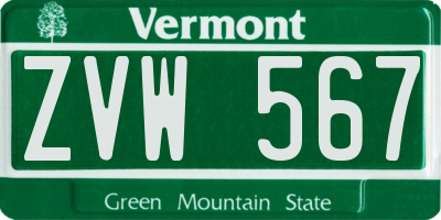 VT license plate ZVW567