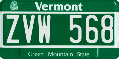 VT license plate ZVW568