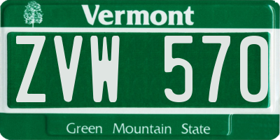 VT license plate ZVW570