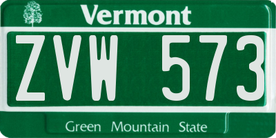 VT license plate ZVW573