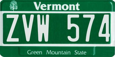 VT license plate ZVW574