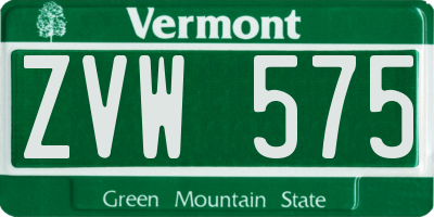 VT license plate ZVW575