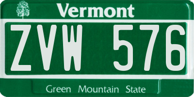 VT license plate ZVW576
