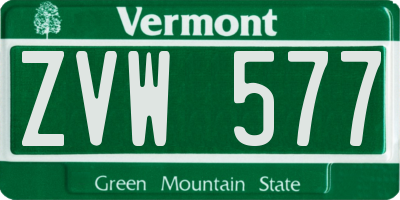 VT license plate ZVW577