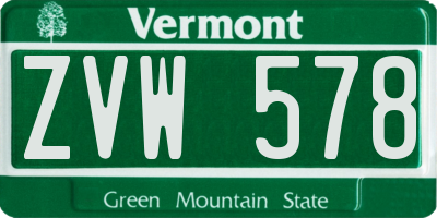 VT license plate ZVW578