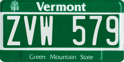 VT license plate ZVW579