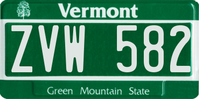 VT license plate ZVW582