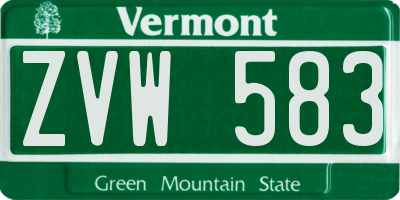 VT license plate ZVW583