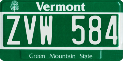VT license plate ZVW584