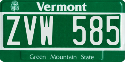 VT license plate ZVW585