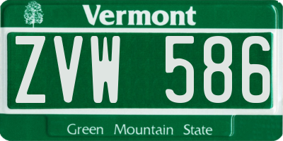 VT license plate ZVW586