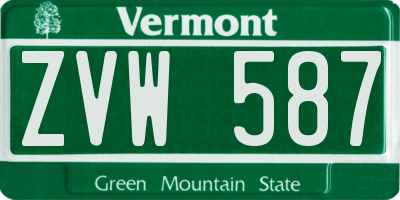 VT license plate ZVW587
