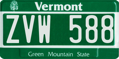 VT license plate ZVW588