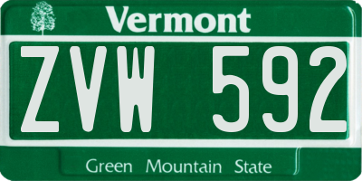 VT license plate ZVW592