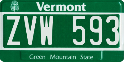 VT license plate ZVW593