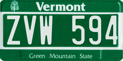 VT license plate ZVW594
