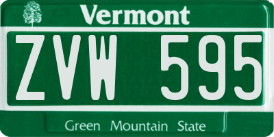 VT license plate ZVW595