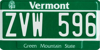 VT license plate ZVW596