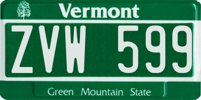 VT license plate ZVW599
