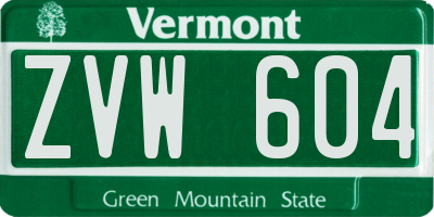 VT license plate ZVW604