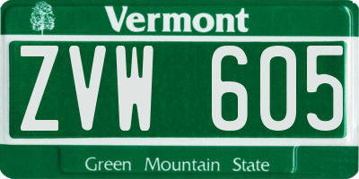 VT license plate ZVW605