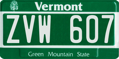 VT license plate ZVW607