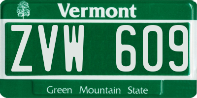 VT license plate ZVW609