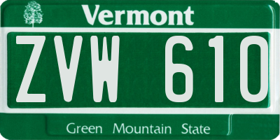 VT license plate ZVW610