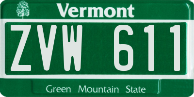 VT license plate ZVW611