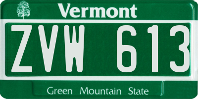 VT license plate ZVW613