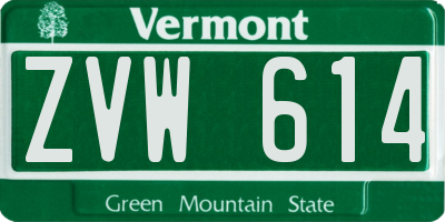VT license plate ZVW614