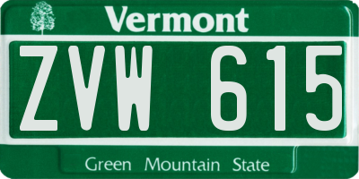 VT license plate ZVW615