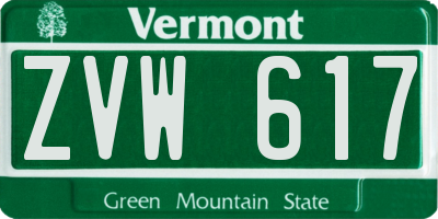 VT license plate ZVW617