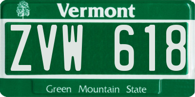 VT license plate ZVW618