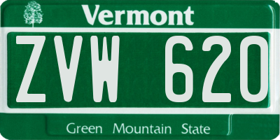 VT license plate ZVW620