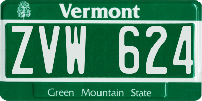 VT license plate ZVW624