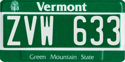 VT license plate ZVW633