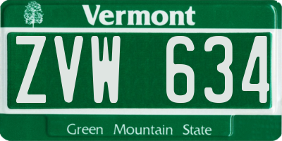 VT license plate ZVW634