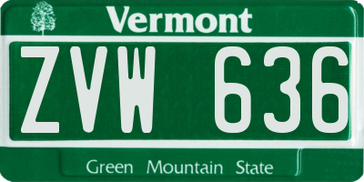 VT license plate ZVW636