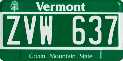 VT license plate ZVW637