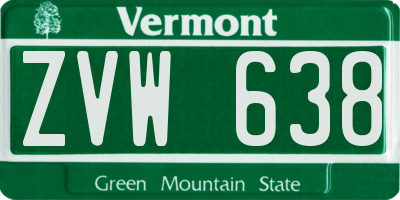 VT license plate ZVW638