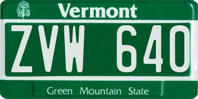 VT license plate ZVW640
