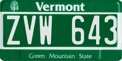 VT license plate ZVW643