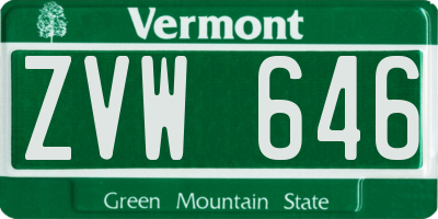 VT license plate ZVW646