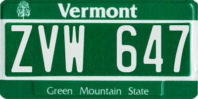 VT license plate ZVW647