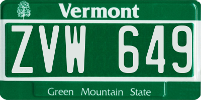 VT license plate ZVW649