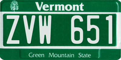 VT license plate ZVW651